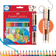 SZÍNES ÉS BŐRTÓNUSÚ CERUZA KÉSZLET 20+3