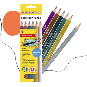 6 DARABOS FÉMES SZÍNŰ JUMBO CERUZA SZETT