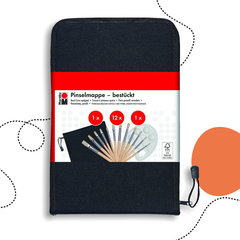 MARABU FESTŐ ESZKÖZTARTÓ 12 DARABOS ECSETKÉSZLETTEL ÉS PALETTÁVAL