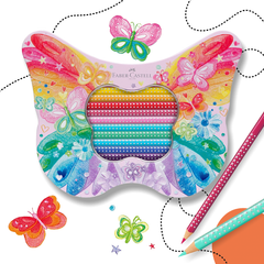 FABER-CASTELL 20 CSILLOGÓ SZÍNESCERUZA PILLANGÓ ALAKÚ FÉMDOBOZBAN