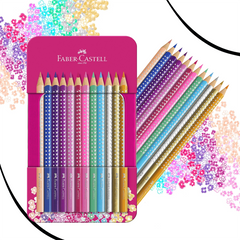 RÓZSASZÍN FÉM DOBOZOS SPARKLE SZÍNESCERUZA SZETT