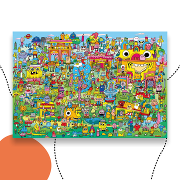 HEYE DOODLE VILLAGE - FIRKA FALU 1000 DARABOS PUZZLE