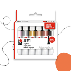 MARABU SHINY CLASSICS METÁLFÉNYŰ AKRILFESTÉK KÉSZLET (6 × 12 ML)