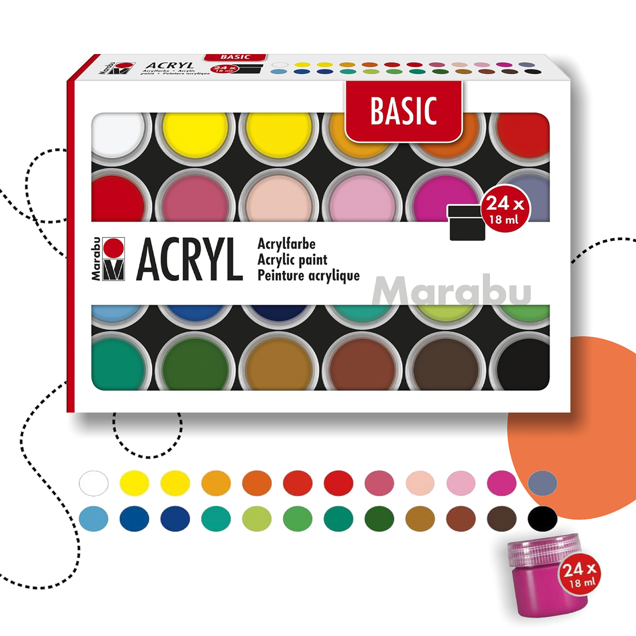 MARABU BASIC AKRILFESTÉK KÉSZLET 28 x 18 ml
