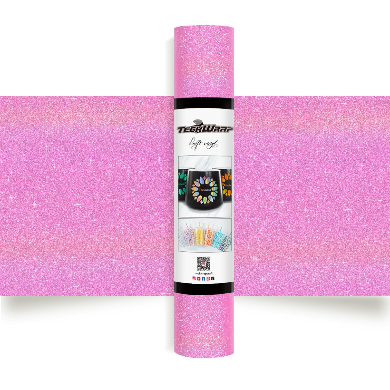 Colorful Glitter Adhesive Vinyl Pink TeckwrapCraft Europe