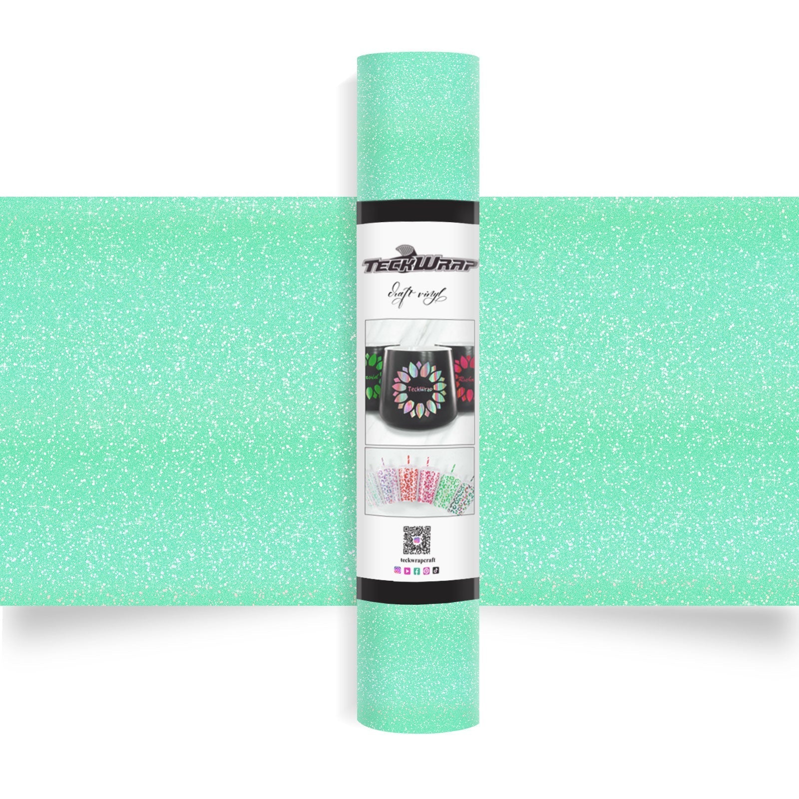 Colorful Glitter Adhesive Vinyl - US to US / 5ft / Mint - TeckwrapCraft